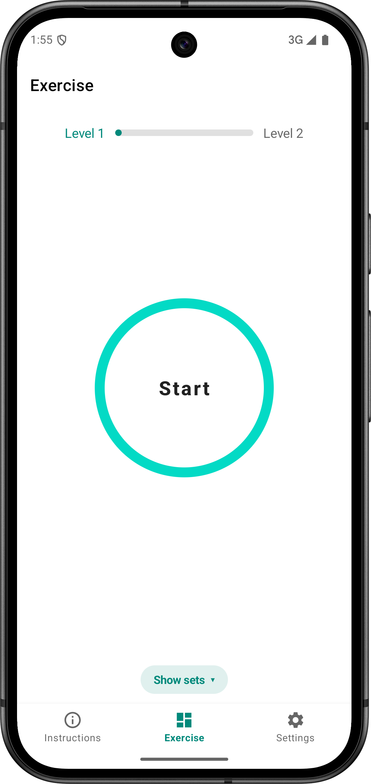 Stamino app exercise screen